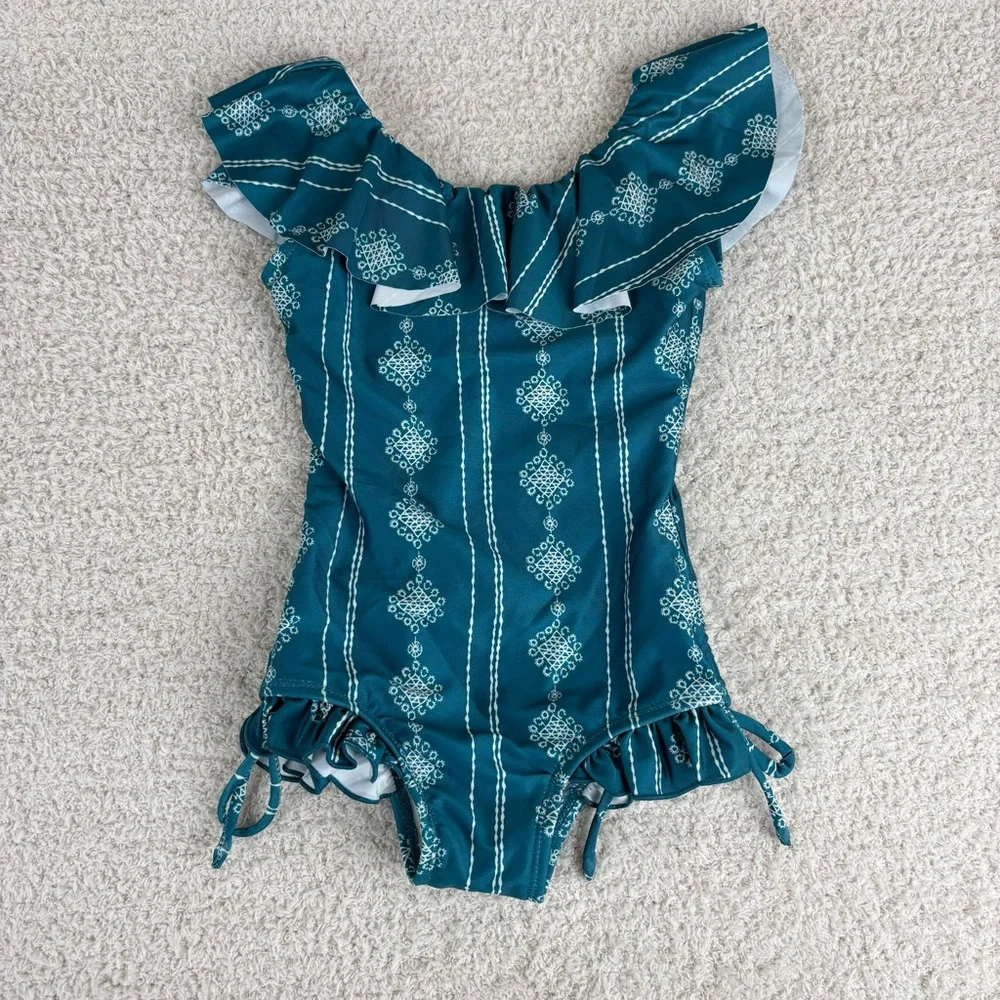 Wildling Well Dressed Wolf Bathing Suit Toddler Girl 12-18 M Teal One Piece‎